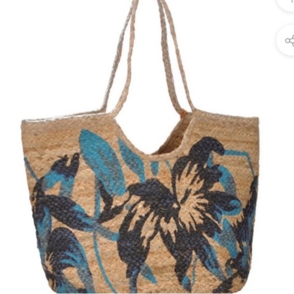 NWT Antik Kraft floral jute tote bag - Picture 2 of 8